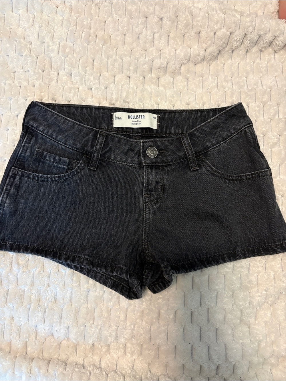 Hollister Black Denim Low-Rise Mini Shorts